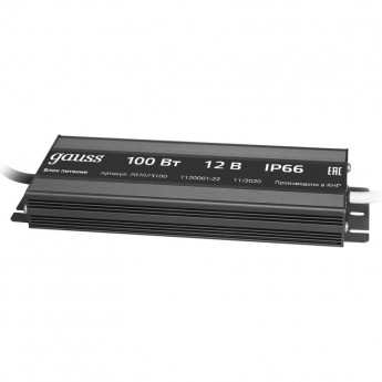 Блок питания GAUSS для светодиодной ленты 100W 12V IP66 1/15 пылевлагозащищенный Блок питания GAUSS для светодиодной ленты 100W 12V IP66 1/15 пылевлагозащищенный