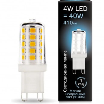 Лампа GAUSS BLACK G9 AC185-265V 4W 410lm 4100K LED 1/10/200 керамика Лампа GAUSS BLACK G9 AC185-265V 4W 410lm 4100K LED 1/10/200 керамика