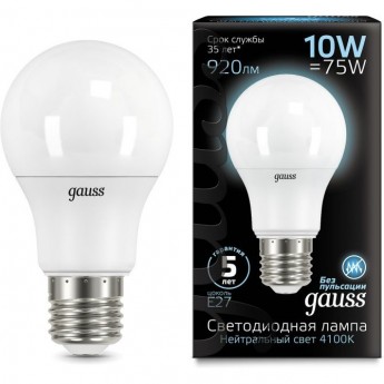 Лампа GAUSS BLACK LED A60 10W E27 4100K