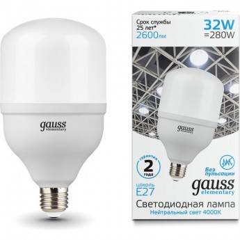 Лампа GAUSS ELEMENTARY LED T100 E27 32W 2600LM Лампа GAUSS ELEMENTARY LED T100 E27 32W 2600LM