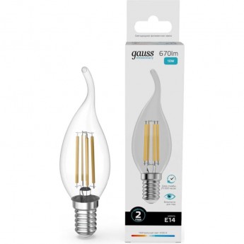 Лампа GAUSS FILAMENT ELEMENTARY Свеча на ветру 10W 670lm 4100К Е14 LED 1/10/100
