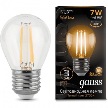 Лампа GAUSS LED BLACK FILAMENT GLOBE E27 7W 2700K