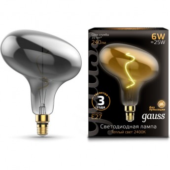Лампа GAUSS LED VINTAGE BLACK FILAMENT FLEXIBLE FD180 6W E27 Gray 2400K Лампа GAUSS LED VINTAGE BLACK FILAMENT FLEXIBLE FD180 6W E27 Gray 2400K
